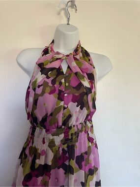 Merona Pink Camouflage One-Shoulder Midi Dress